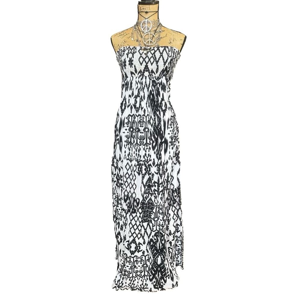 ANTHRO - RAVIYA women's Black and White Summer Strapless Dress - SIZE L - LARGE - Picture 16 of 16